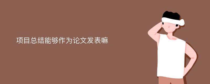 项目总结能够作为论文发表嘛