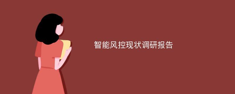 智能风控现状调研报告